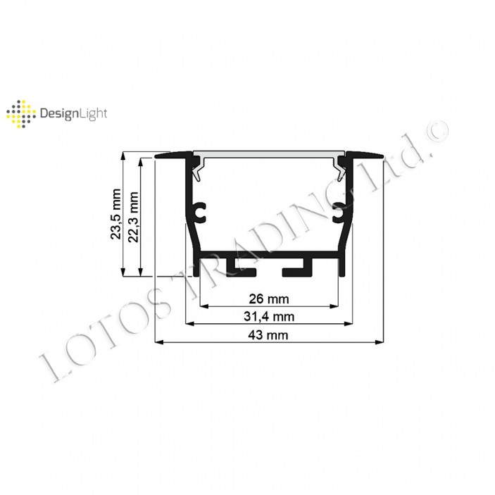 Aluminum profile for LED strip FOBOS 31L.293.00 - Furniture LED lighting Aluminum profile for LED strip FOBOS Furniture LED lighting
