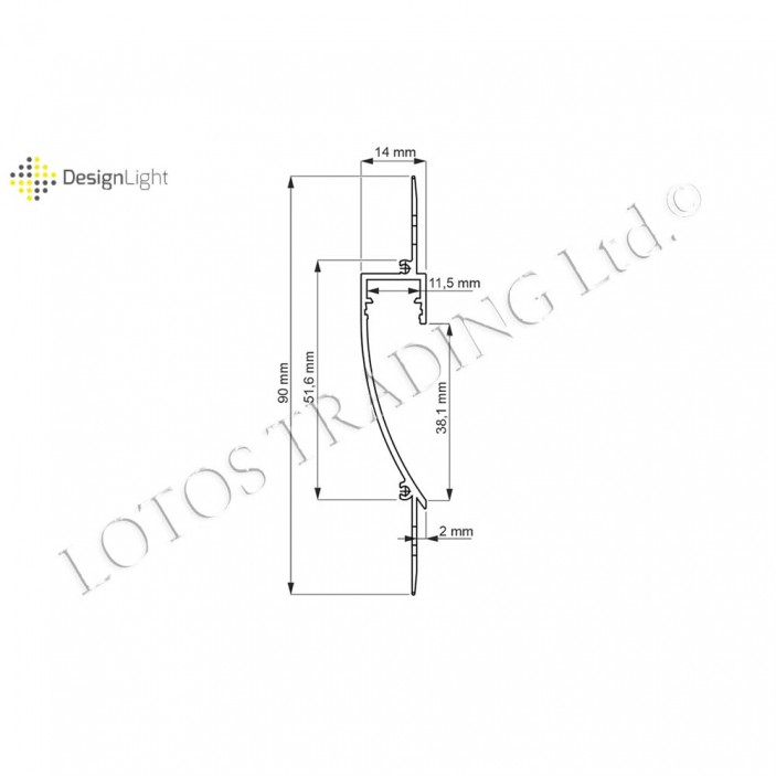 Aluminum profile for LED strip with wall mounting DEOLINE J 31L.290.00 - Furniture LED lighting Aluminum profile for LED strip with wall mounting DEOLINE J Furniture LED lighting