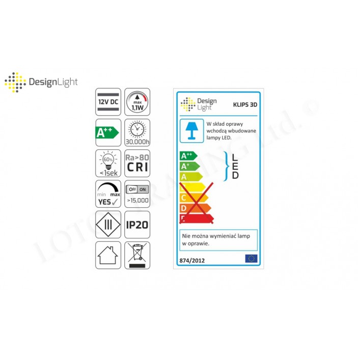Cable with mini amp connector KLIPS Furniture LED lighting