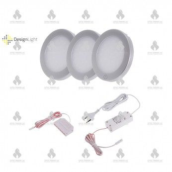 SET - 3 SENSO LED surface luminaires (40K), distributor and adapter Furniture LED lighting
