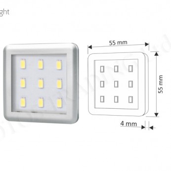 SQUARE 3 under cabinet LED luminaire 2,5W - 9 diodes Furniture LED lighting
