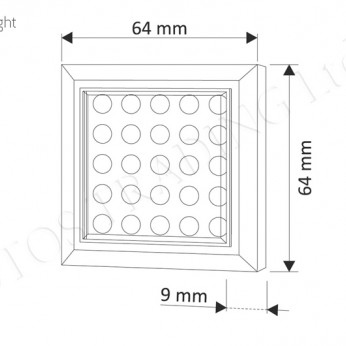 SQUARE XL under cabinet LED 2W - 25 diodes Furniture LED lighting