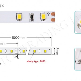 LED strip PREMIUM 60 LED/m diodes 2835 IP20 12W/m  Furniture LED lighting