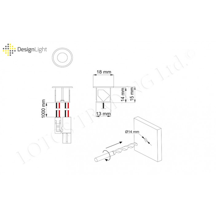 Button switch with dimmer W01 Ø18mm 31L.451.00 - Furniture LED lighting Button switch with dimmer W01 Ø18mm Furniture LED lighting