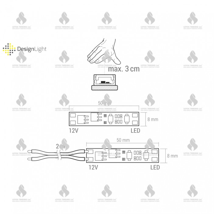 Switch operating through the profile cover - RUMMY IR, 60W Furniture LED lighting