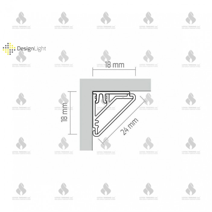 Алуминиев профил за LED лента с наклон CORNERLINE 31L.256.01 - Осветителни тела за мебели Алуминиев профил за LED лента с наклон CORNERLINE Осветителни тела за мебели