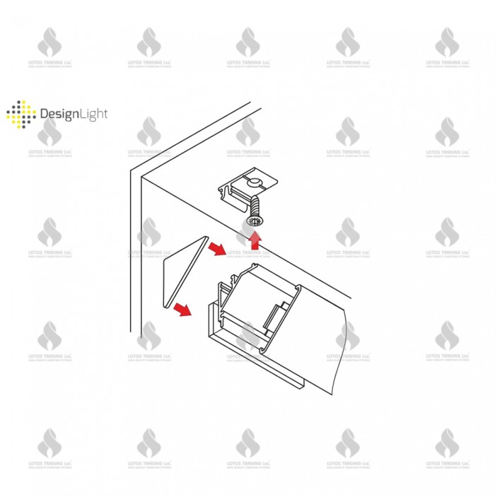 Алуминиев профил за LED лента с наклон CORNERLINE 31L.256.01 - Осветителни тела за мебели Алуминиев профил за LED лента с наклон CORNERLINE Осветителни тела за мебели