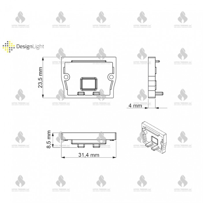 Plug for Aluminum profile - JAPET 31L.295.10 - Furniture LED lighting Plug for Aluminum profile - JAPET Furniture LED lighting
