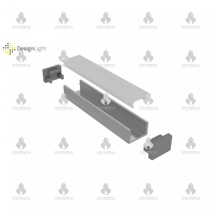 Plug for LED lighting aluminum profile "MICRO" 31L.253.01, matt chrome Furniture LED lighting