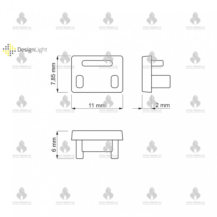 Plug for LED lighting aluminum profile "MICRO" 31L.253.01, matt chrome Furniture LED lighting