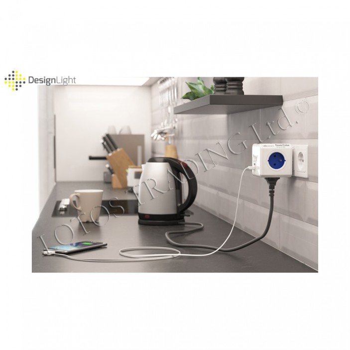 Power strip with 2 USB ports and 4 French type contacts 31L.057.01 - Furniture LED lighting Power strip with 2 USB ports and 4 French type contacts Furniture LED lighting