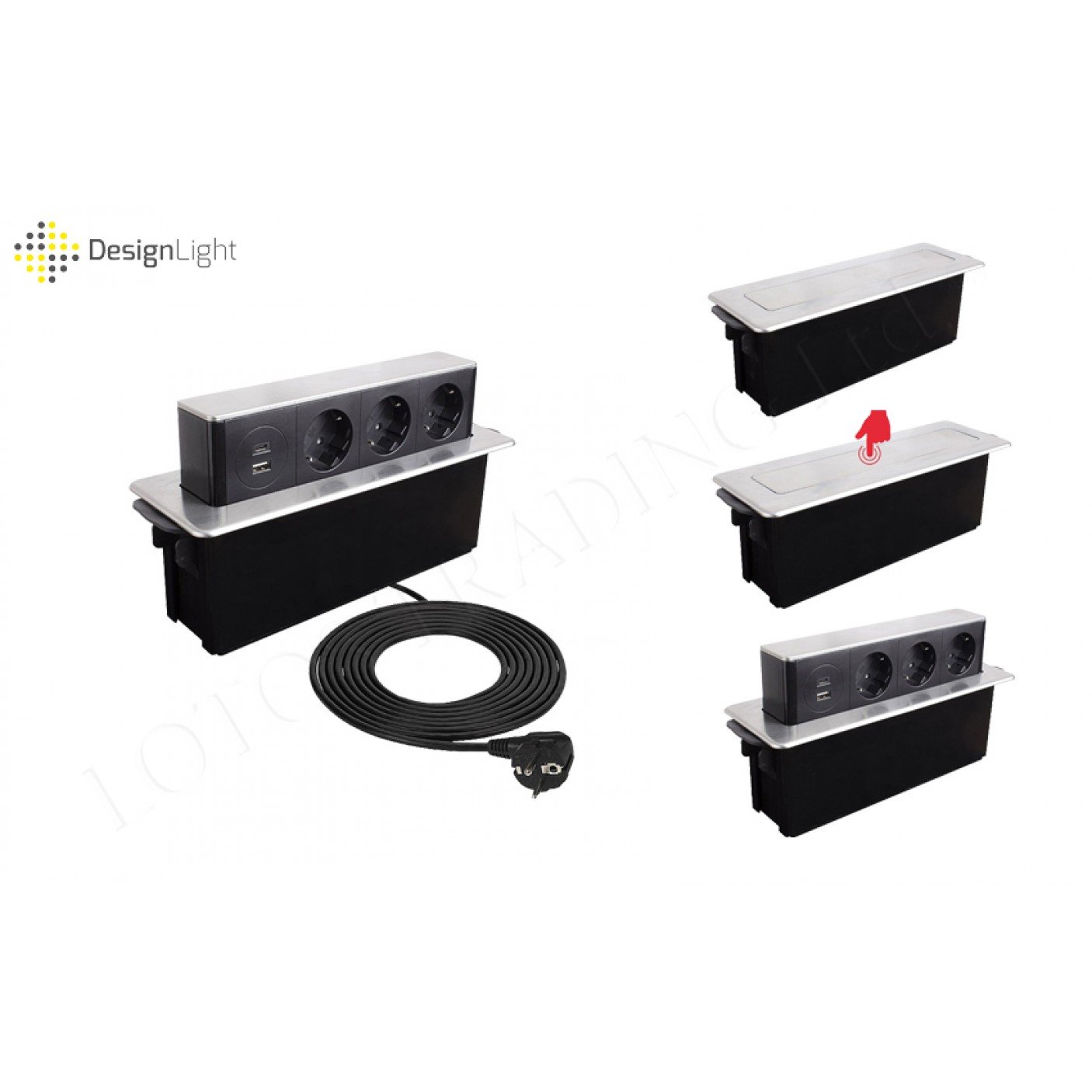 Push-Open worktop power socket inox 31L.048.08 - Furniture LED li
