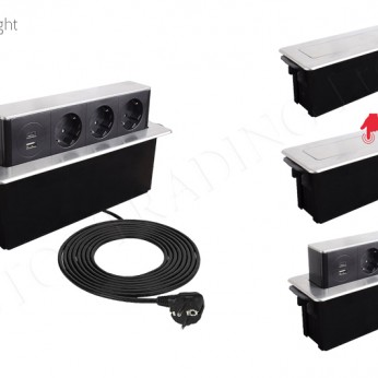 Push-Open worktop power socket inox Furniture LED lighting