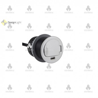 SIngle Recessed furniture socket with USB, matte chrome Furniture LED lighting