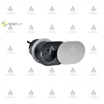 Built-in socket with USB SLIDEBOX, gray Furniture LED lighting