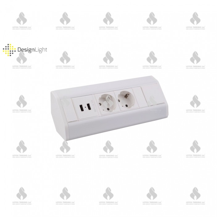 Разклонител ъглов с 2xSCHUKO и 2хUSB ( A и С -тип) контакт с usb