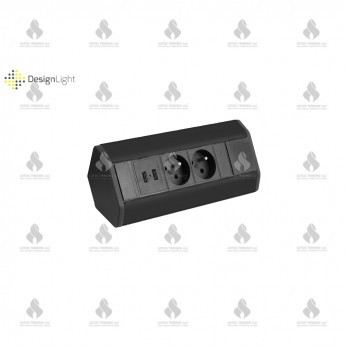 Corner multi socket with 2xSCHUKO and 2xUSB (A and C-type), black Furniture LED lighting