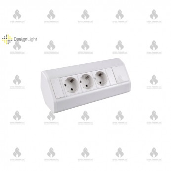 Corner multi socket with 3xSCHUKO, white Furniture LED lighting