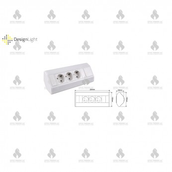 Corner multi socket with 3xSCHUKO, white Furniture LED lighting