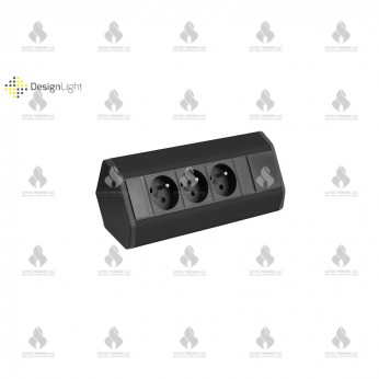 Corner multi socket with 3xSCHUKO, black Furniture LED lighting
