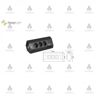 Corner multi socket with 3xSCHUKO, black Furniture LED lighting