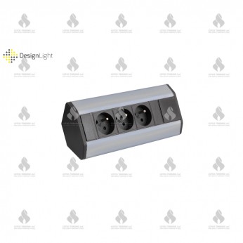 Corner multi socket with 3xSCHUKO, matte chrome Furniture LED lighting