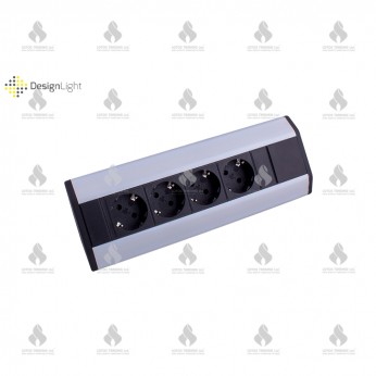 Corner multi socket with 4xSCHUKO, matte chrome Furniture LED lighting