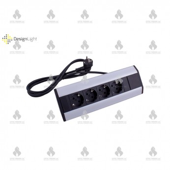 Corner multi socket with 4xSCHUKO, matte chrome Furniture LED lighting