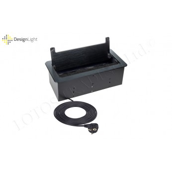 Разклонител INBOX за вграждане с капак, ЧЕРЕН Разклонител INBOX за вграждане с капак, ЧЕРЕН