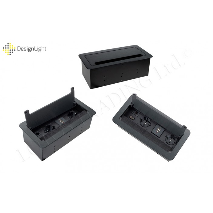 Разклонител INBOX за вграждане с капак 31L.042.02 - Осветителни тела за мебели Разклонител INBOX за вграждане с капак контакт с usb