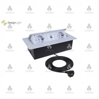 Plug-in plug with Push-Open cover with 2xSCHUKO and 2xUSB (A and C-type), white Furniture LED lighting