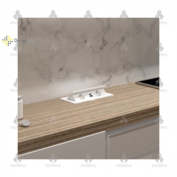 Plug-in plug with Push-Open cover with 2xSCHUKO and 2xUSB (A and C-type), white Furniture LED lighting