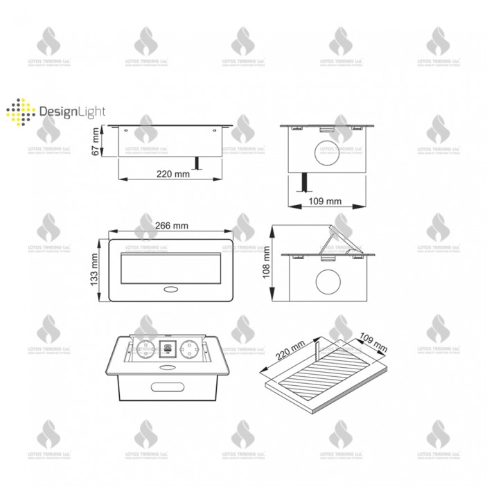 Разклонител за вграждане с Push-Open капак с 2xSCHUKO и 2хUSB ( A и С -тип), бял 31L.041.01 - Осветителни тела за мебели Разклонител за вграждане с Push-Open капак с 2xSCHUKO и 2хUSB ( A и С -тип) бял контакт с usb