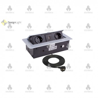 Plug-in plug with Push-Open cover with 2xSCHUKO and 2xUSB (A and C-type), MATTE CHROME Furniture LED lighting