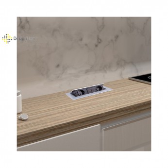 Plug-in plug with Push-Open cover with 2xSCHUKO and 2xUSB (A and C-type), MATTE CHROME Furniture LED lighting