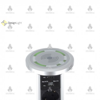 Vertical automatic power strip for embedding with USB and induction charger, gray Furniture LED lighting