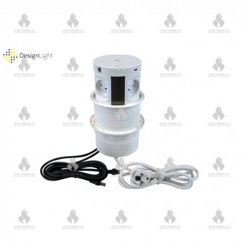 Pop-up power socket with USB and RJ45, white Furniture LED lighting
