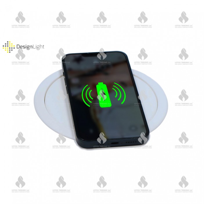 Pop-up power socket with USB and RJ45, white Furniture LED lighting