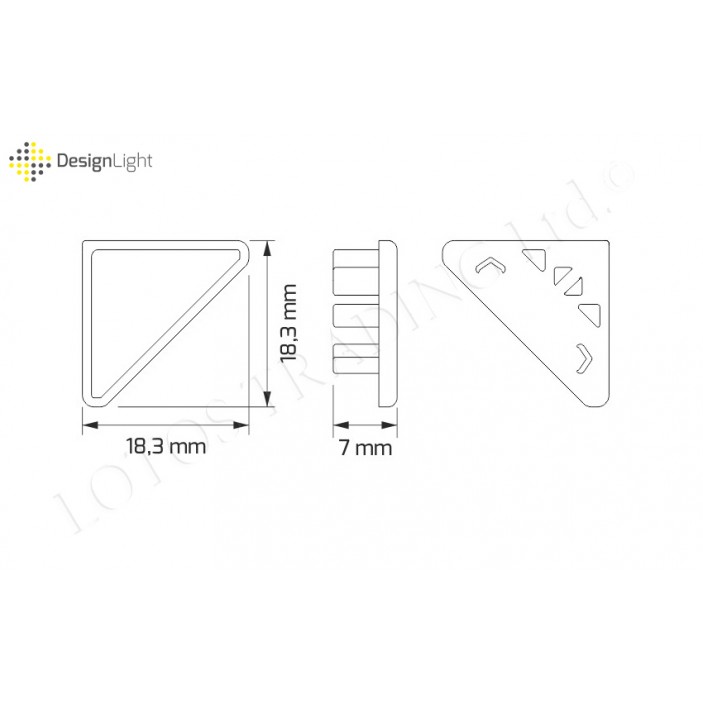End for Aluminum CORNER LINE profile 31L.256.02 - Furniture LED lighting End for Aluminum CORNER LINE profile Furniture LED lighting