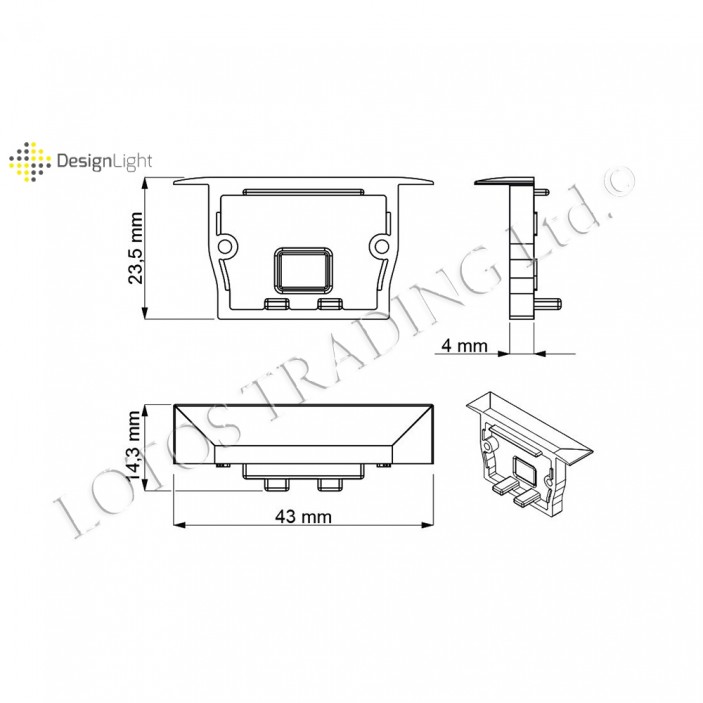 Тапа за Алуминиев профил - FOBOS 31L.293.10 - Осветителни тела за мебели Тапа за Алуминиев профил - FOBOS Осветителни тела за мебели