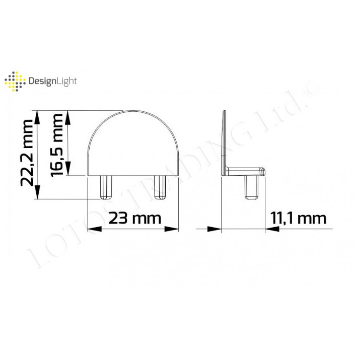 End cap for ZENOLINE profile Furniture LED lighting