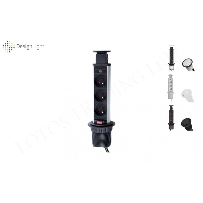 Вертикален разклонител за вграждане 31L.050.01-10 - Осветителни тела за мебели Вертикален разклонител за вграждане контакт с usb