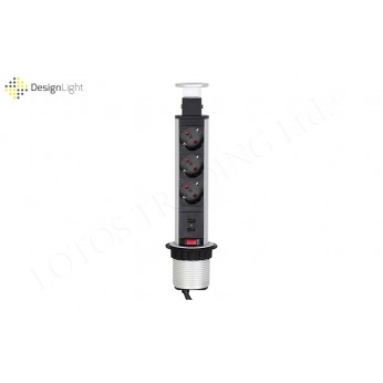 Pop-up power socket with USB Furniture LED lighting