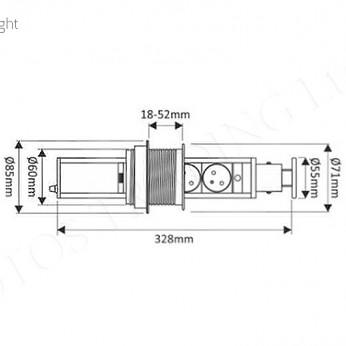Pop-up power socket with USB Furniture LED lighting