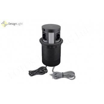 Pop-up power socket with USB and RJ45, black Pop-up power socket with USB and RJ45, black