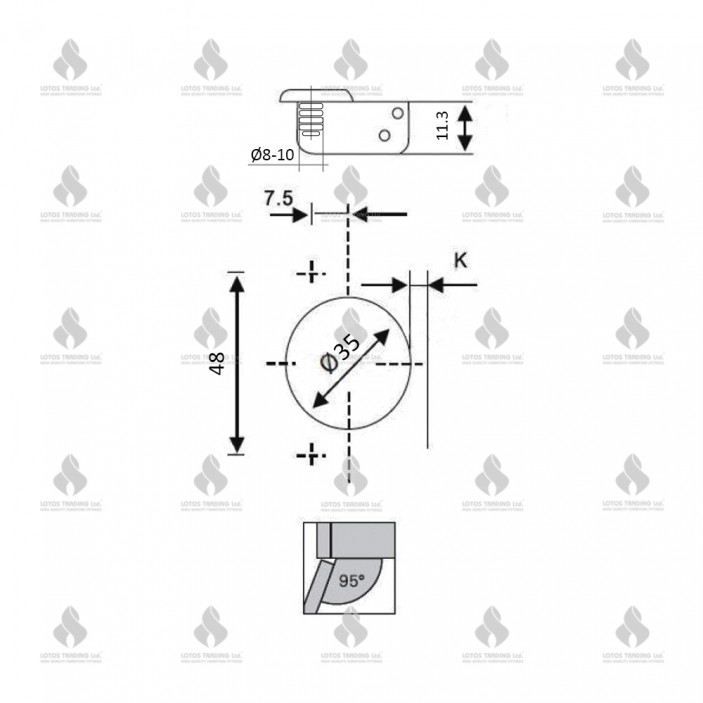 IVENTO K-56 Hinge inset with confirmat screw Hinges