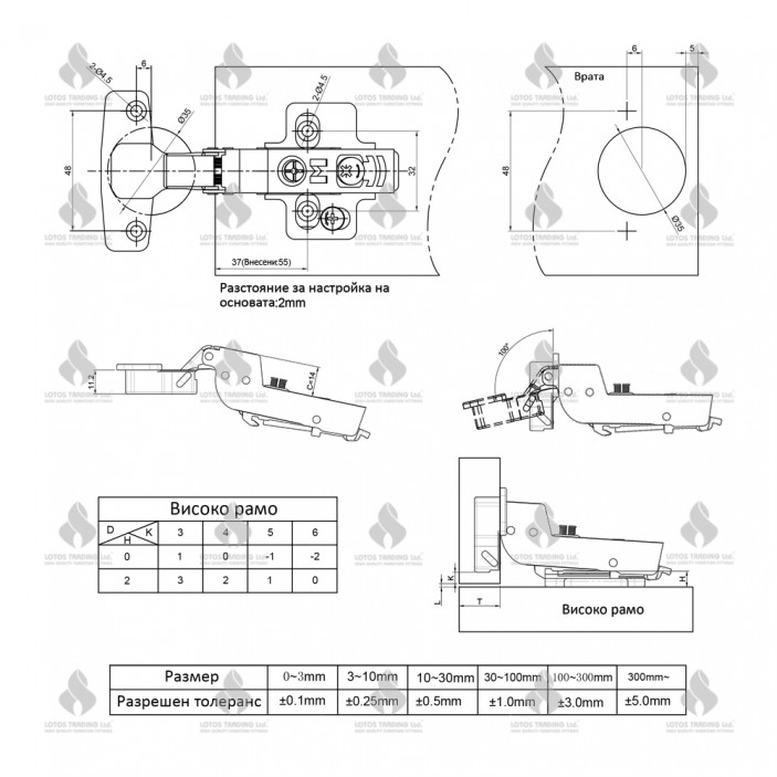 IVENTO LUX K Soft-close clip-on 3D hinge without overlay. Hinges