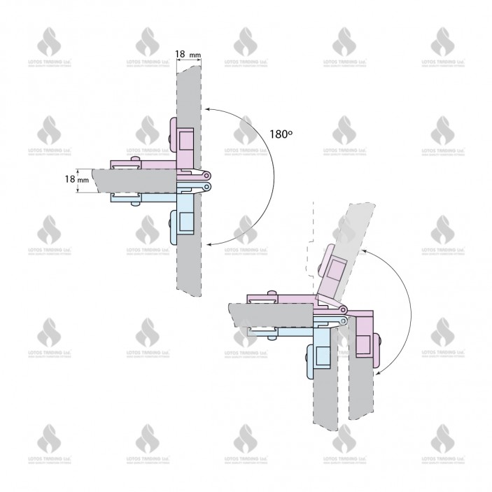 IVENTO 3D Hinge 3/8, 270* half overlay 18mm. 05L.070.02 - Hinges IVENTO 3D Hinge 3/8, 270* half overlay 18mm. Hinges