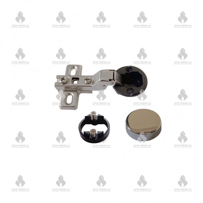 IVENTO B-55 Mini glass hinge half overlay + chrome cup 05L.300.02 - Hinges IVENTO B-55 Mini glass hinge half overlay + chrome cup Hinges