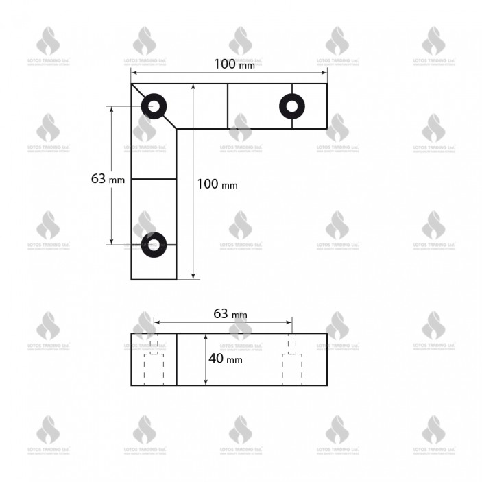 Leg without adjustment h40, angular, black 12L.051.16 - Plastic base legs Leg without adjustment h40, angular, black Plastic base legs